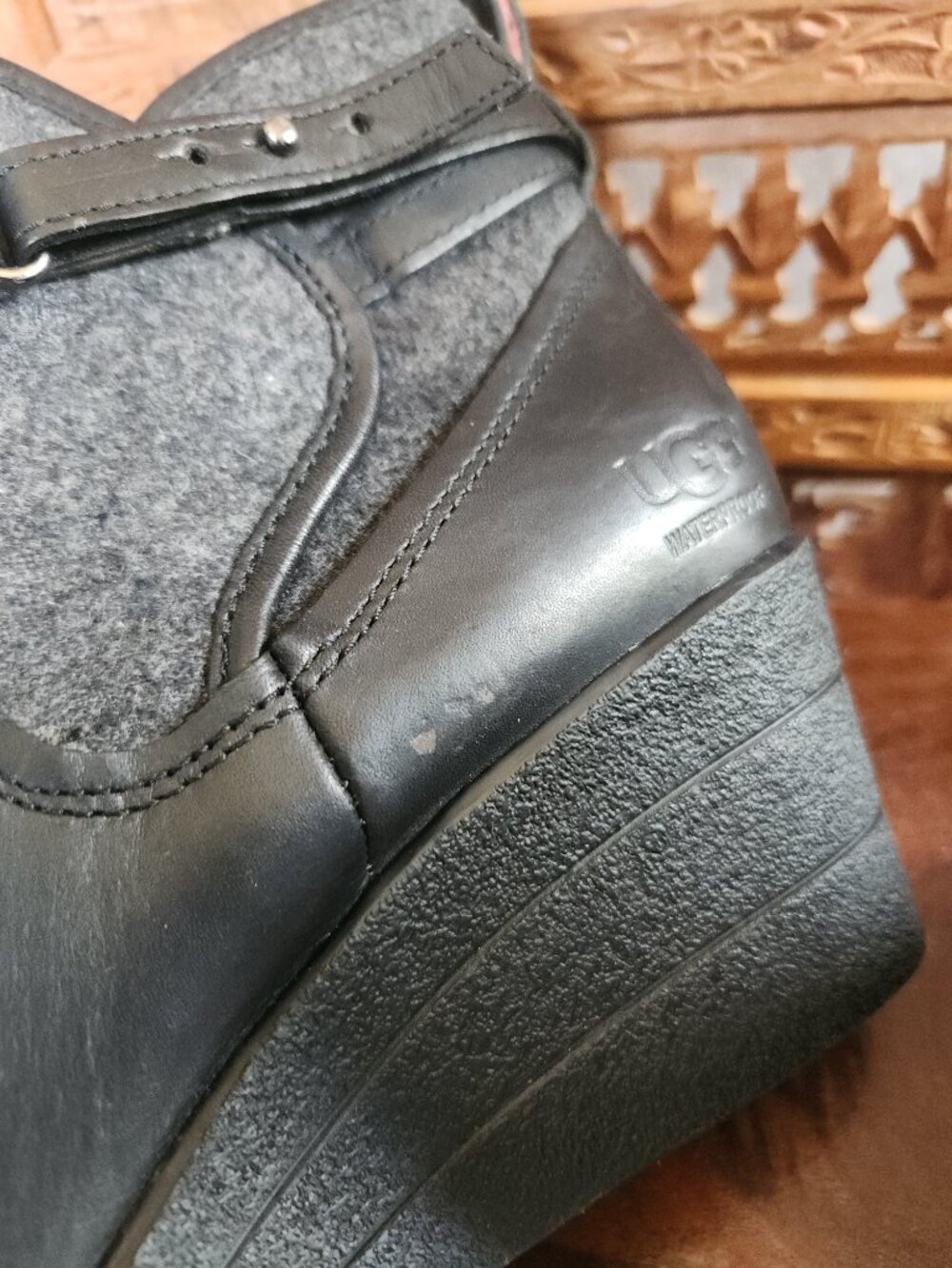 UGG Black Wedge Ankle Boots - Picture 6 of 12